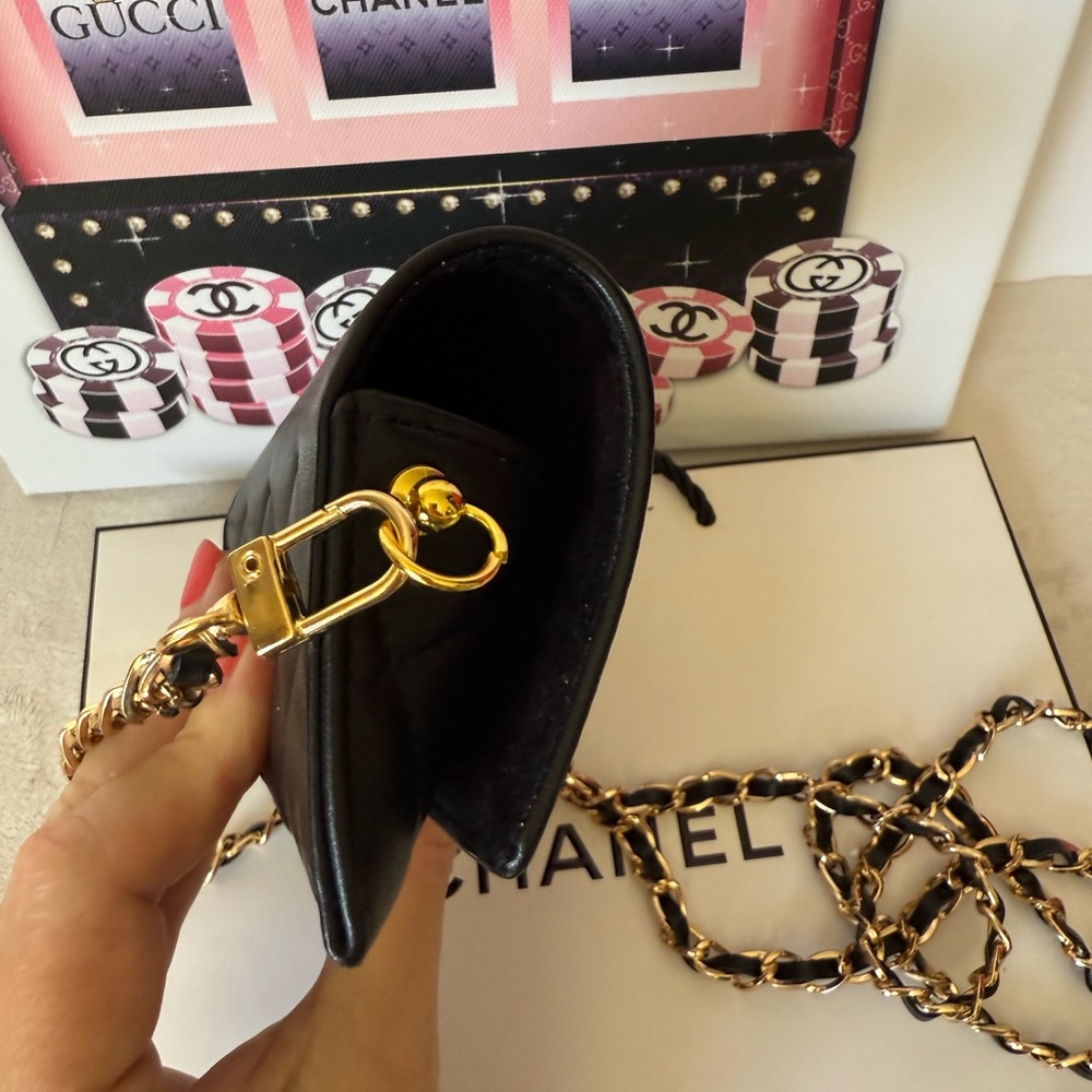 CHANEL Black Leather Sunglasses Case with Chain - Picture 8 of 12